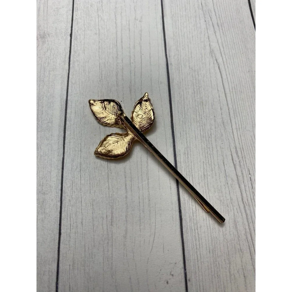 Gold Tone Leaf Hair Pin Bobby Pin Decorative Hair Accessory